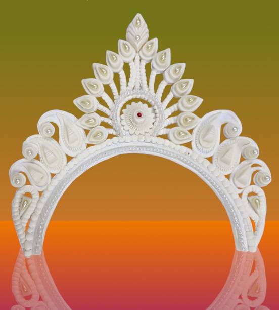 BengCraft Bengali Wedding Bridal Shola Crown Front Mukut Topor Sola Biyer Sithi Mutuk Hair Accessory Set