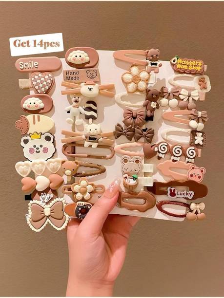 Blubby 14 Pcs Cute Cartoon Hair Clips Set for Girls & Kids Hair Pin