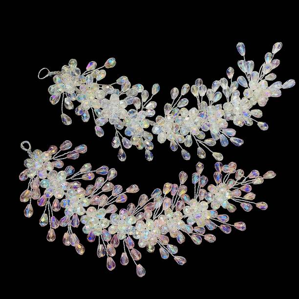 blush bella Vines pink and silver combo crystal beads handmade hair combo