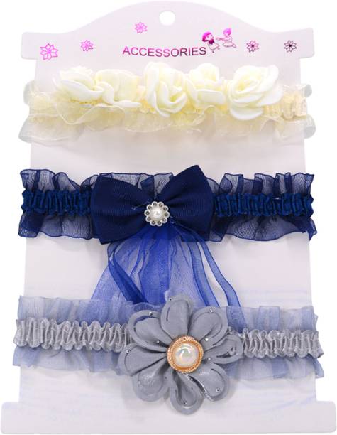 SYGA 3 Pcs Rose Flower, Bow Soft Stretchable Headband for Newborn Infant Toddler Baby Head Band