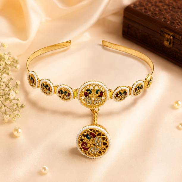 LYKEKART Traditional Peacock Design Bridal Hairband for Women, Girls Hair Band
