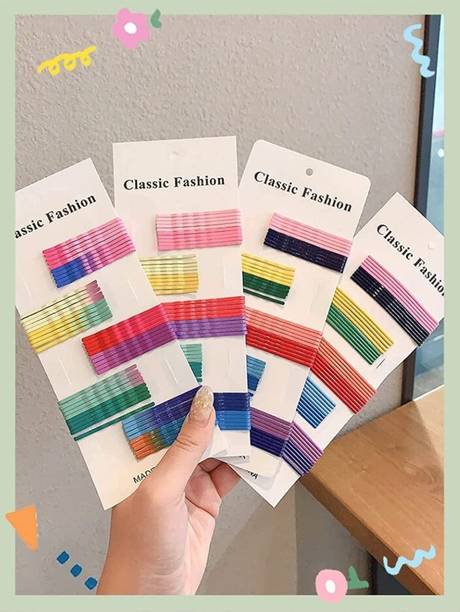 LS ENTERPRISES 50 Colored Metal Bobby Pins , Hair Accessories For Girls Hair Styling Clips Hair Pin