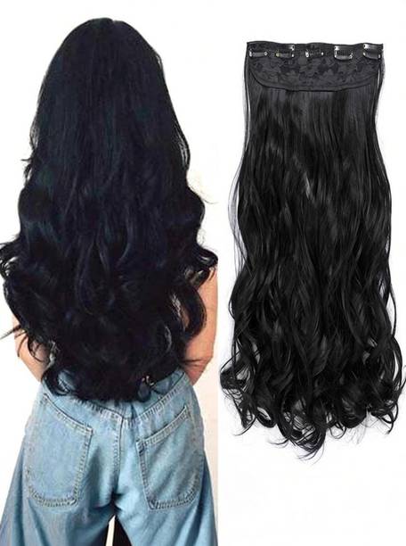 D-DIVINE 5 Clips 22" Curly/Wavy Hair Extension Natural Black Hair Clip
