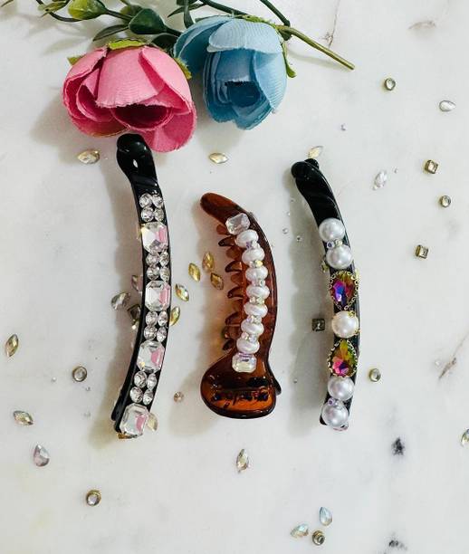 DEEPTI CHANDNA DESIGNS Exclusive & Elegant Handcrafted Banana Clip & Shell Mirchi Claw Clip for Girls Banana Clip