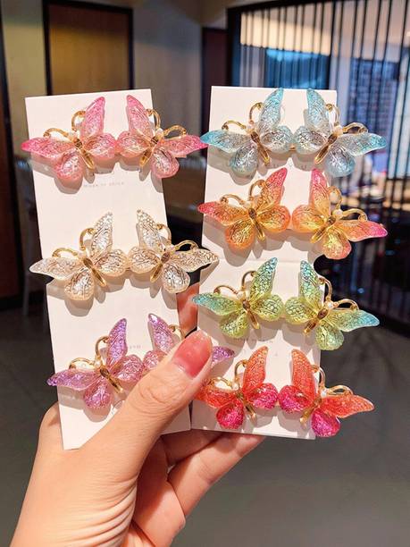 sparkal Butterfly Multi colour Hair Clips Pack of 7 For Girls and Women Hair Clip