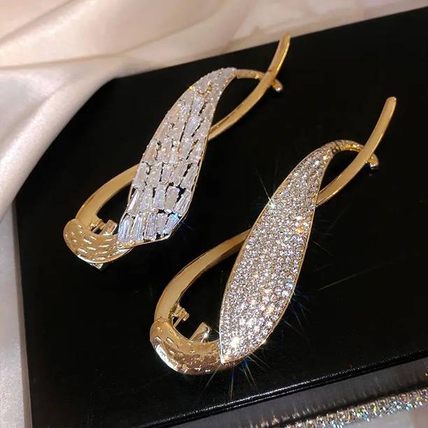 Ashkash 2Pcs Korean Style Crystal & Rehinestone Metal French Barrette Twist Banana Clip Banana Clip
