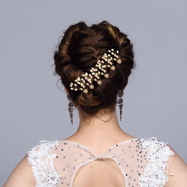 AccessoZone Premium Floral Bridal Hair Accessory for women Hair Pin
