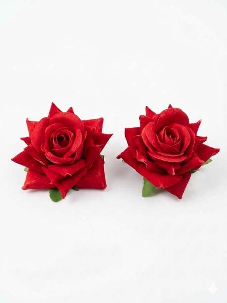 paresh Red Rose Flowers Hair Clips (Pack Of 2) Hair Clip