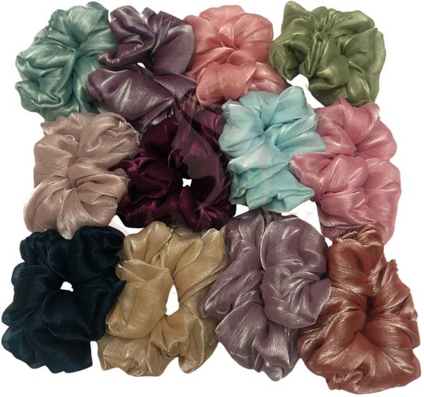 SAMYAK 12 Pcs Luxury Hair Scrunchies Tissue Fabric Jumbo Large Hair Ties Rubber Band