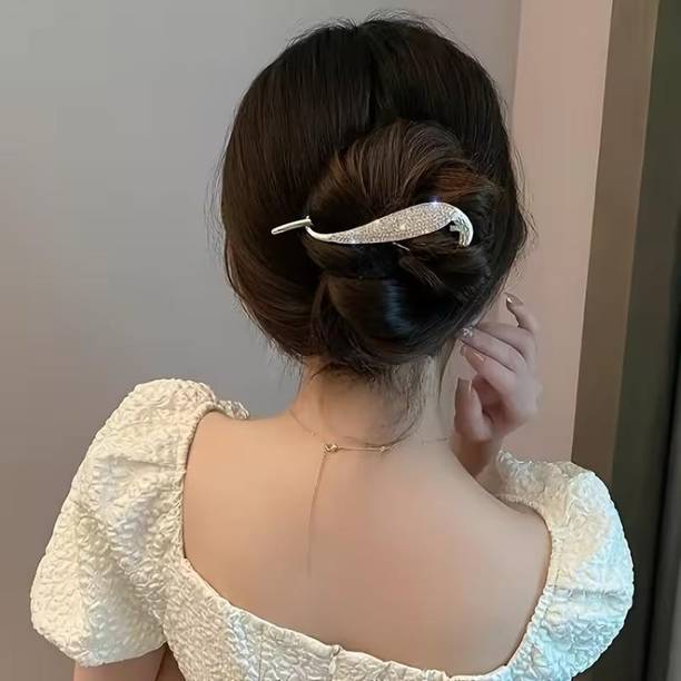 Riya Fashion 1 Pcs Korean Rhinestone Bnana Clip for Girls & Women Banana Clip