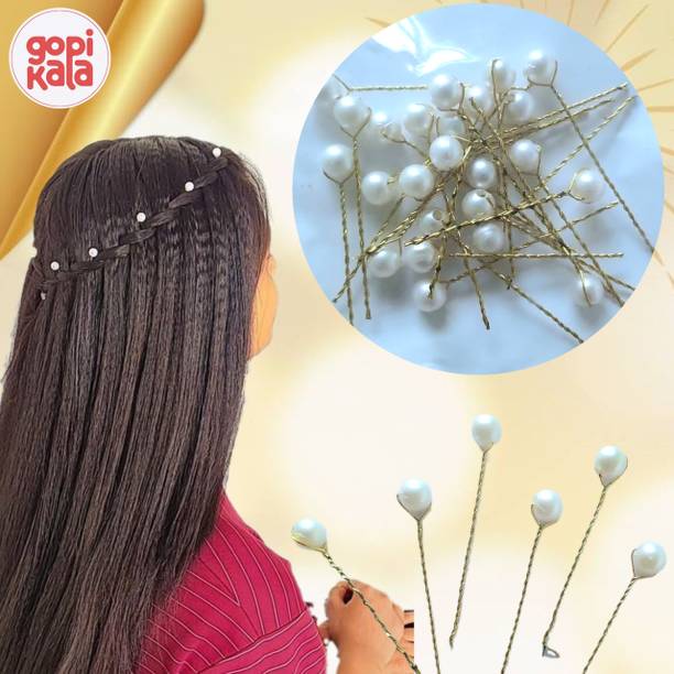 गोपीकला Bridal Pearl Juda Pins – White Pack of 50