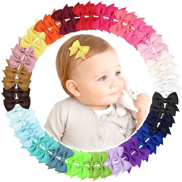 Simplybeaut 10 pack , 5 pairs Baby bows soft head clipsgros grain ribbon Hair Clip