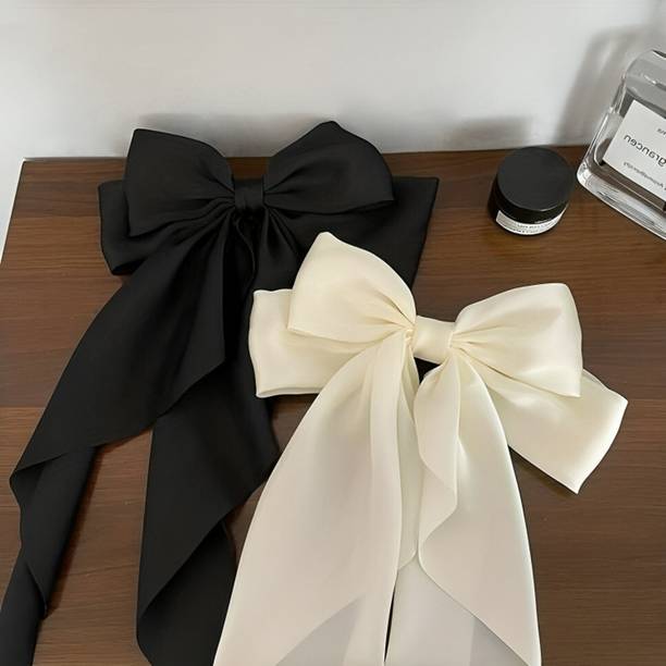 FilterFashion Bow Hair Clip/ Hair Ribbon For Women And Girls Made With Silk Satin Hair Clip