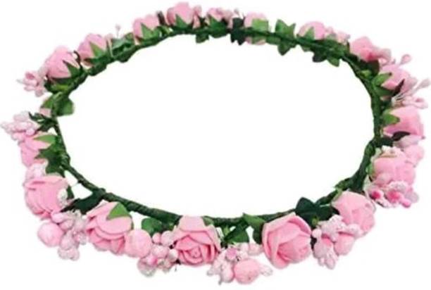 SHREE BALAJI Flower Pearl Gracious Tiara/Crown Head Band (White) Head Band