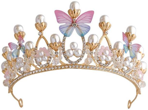 WOLBLIX Butterfly Princess Crown Tiara Headband Girls Crowns for Party Hair Accessory Set