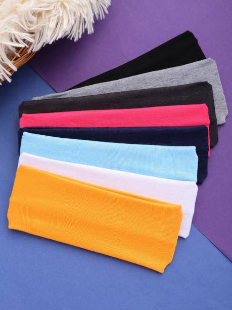 YELLOW CHIMES Exercise Bands Sweat Bands Elastic Head Bands for Women, Men and Girls, Yoga, Workout, Gym, Sports, Fitness (Pack of 8) Head Band