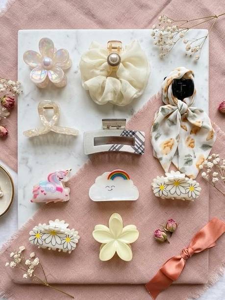 AIRASHII Blush Bloom Hair Claws Set (Pack of 10) Hair Accessory Set