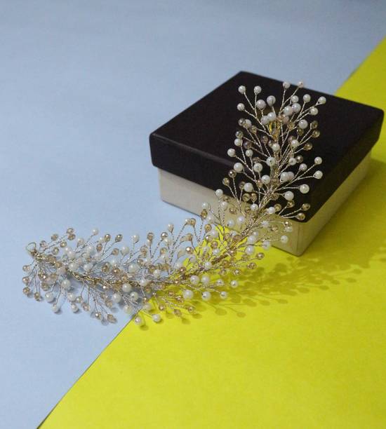 kinna Crystal Pearl Tiara/Vine/Hair Pin Hair Accessory Set