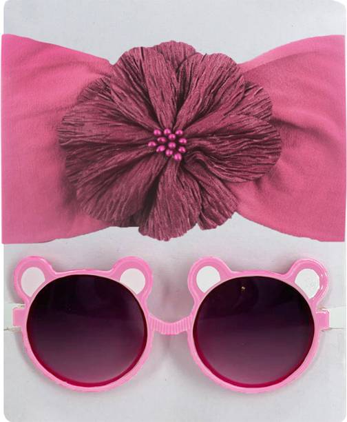 SYGA Flower Stretchable Headband With Mickey Style Sunglasses Stylish Combo For Kids Head Band