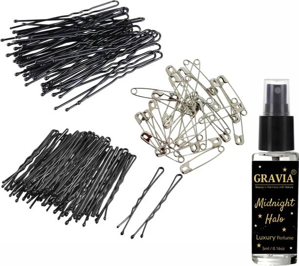 Sanmohini Safety Pins 30, Bobby Pins 50, U Pins 50 - Combo of Women's Hair Pin