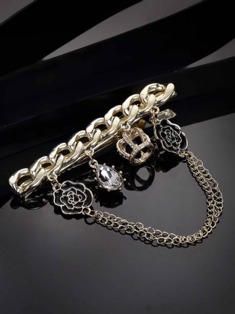 Dressberry Women Gold-Toned & Black Embellished Alligator Hair Clip Hair Clip