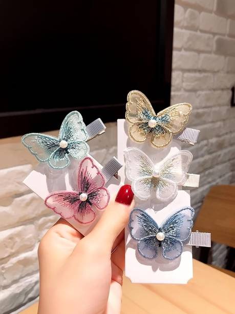 Trendy Club 5 Pcs Butterfly Design Multicolor Hair Pin Hair Clips for Women and Girls Hair Pin