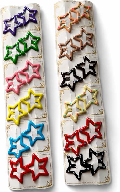 Clitoria 24 Pcs Star Tic Tac Hair Clips for Kids, Multicolour Clips for Girls Hair Clip