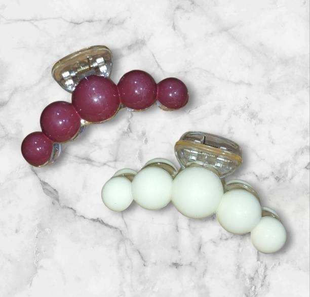 NUT E MONKEY Pack of 2 Korean style large pearl hair claw clip Hair Clip