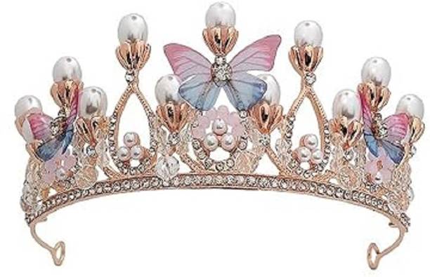 PRETOX Crystal Tiara Crown, Pearl Crown for Princess Costumes Hair Band Hair Pin
