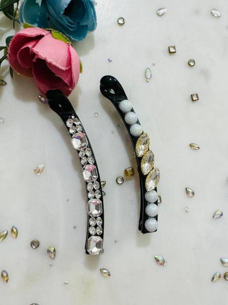 DEEPTI CHANDNA DESIGNS Exclusive & Elegant Handcrafted Leaves with Pearls Clip for Girls Banana Clip