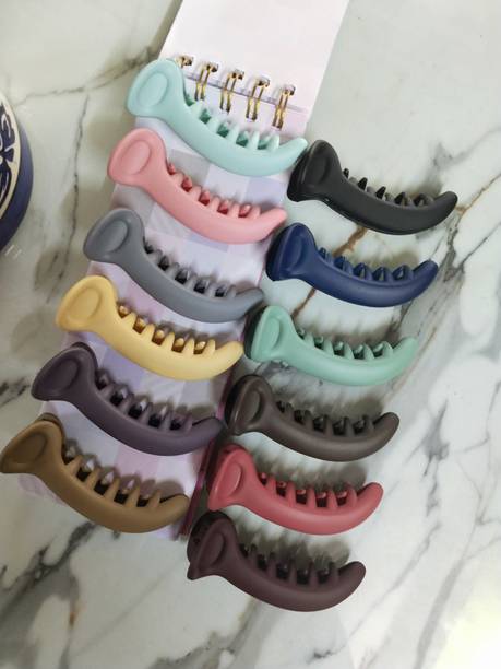 DELEENA Curved Shaped Premium Matte Finish Banana Claw Clips || Pack of 12|| Banana Clip