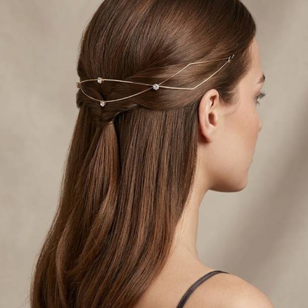 ORYX TREND Elegant Gold Pearl Hair Vine Headpiece with Crystal Accents Hair Chain