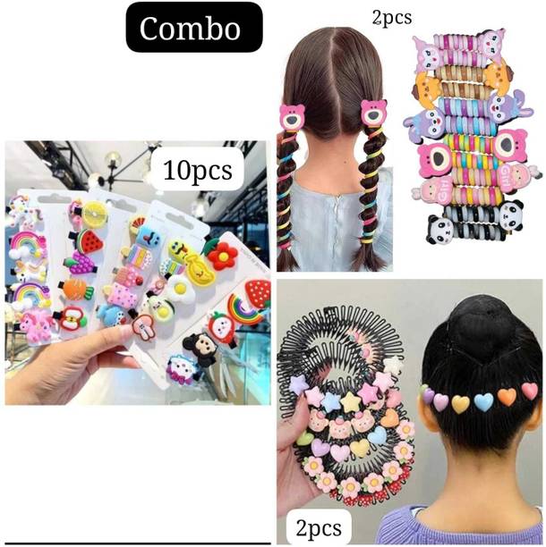 KVY COLLECTION Baby girl hair accessories hair clips rubber bands zigzag hair comb combo Hair Accessory Set