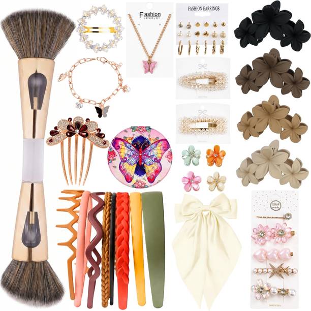 RAINBOW RETAIL Fashion Hair & Jewelry Accessories Set with Brush, Clips, Headbands & Hair Accessory Set