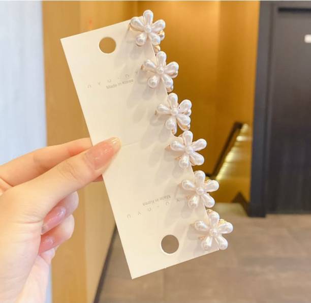 Myra Collection pearl flower shape attractive hair clips for girls pack of 6 Hair Clip
