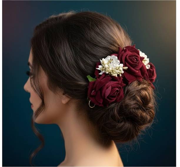 Kalka Fashion Handmade Rose Flower Gajra Bridal Wedding Tiara Juda Decoration Hair Accessories Hair Pin