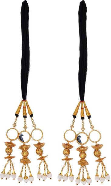 Ritya Creation Women punjabi paranda with white moti beads Hair Accessory Set