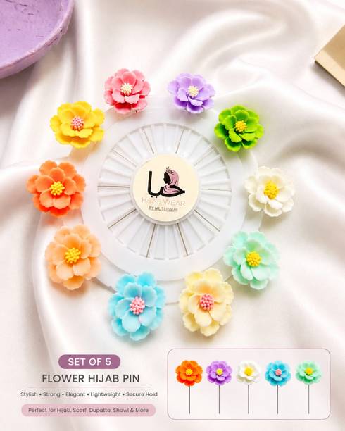 HayaWewr Flower Hijab Pin Set / Floral Scarf Pin Hair Pin