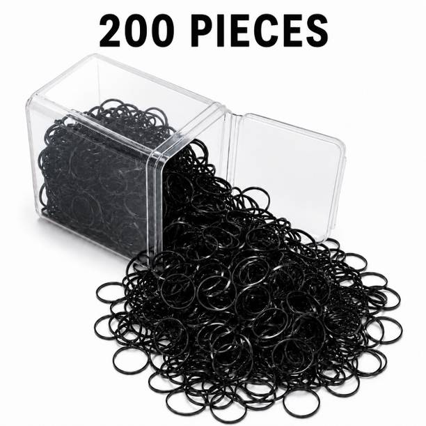 Saca Black Hair Rubber Bands for Girls & Women (200 PCS) |Elastic Hair Ties Hair Band