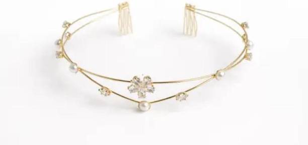 महीतेक Elegant Pearl Crystal Tiara for Women & Girls