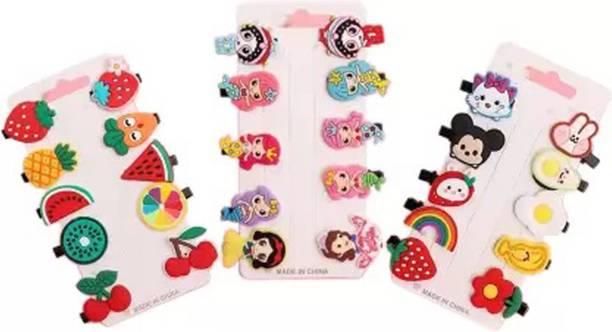 BBY2YNG cartoon and fruit and murmaid pack of 3 each 10 Hair Clips Hair Clip