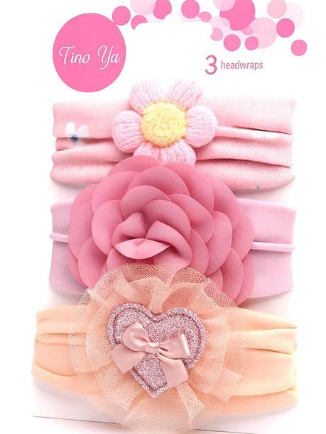 SYGA 3 Pcs Baby Headbands – Soft Elastic Hair Bands with Cute Flower, Bow & Butterfly Head Band