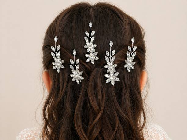 kastbhanjan Crystal Floral Hair Clips Set Hair Pin