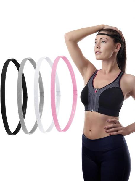 ELEPHANTBOAT 4Pcs Elastic Sports Headband for Men Women Stretchy Non-Slip Athletic Headbands Head Band