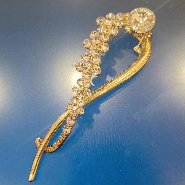 ASG 1Pcs Elegant Alloy Twisted Hair Clip with Rhinestones, Women's Hair Accessory Banana Clip