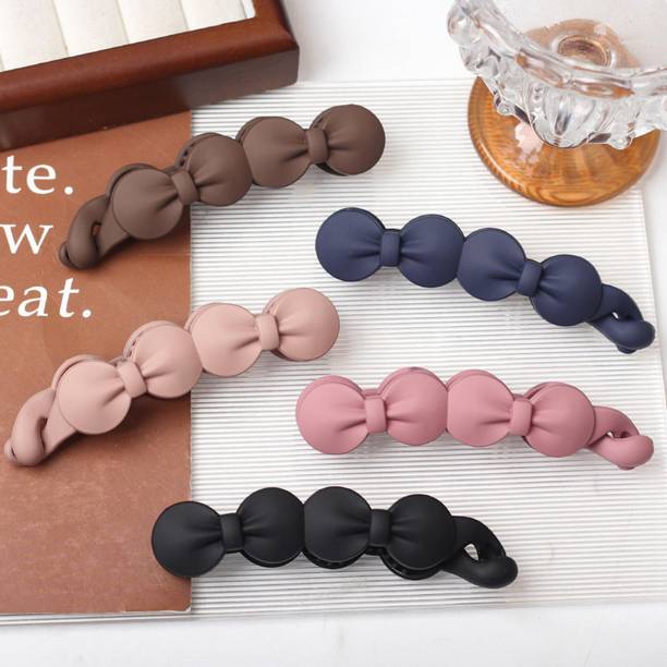 Giggles Boo 5 Pc Cute Banana clip Matte 11 cm Hair Clip for Women and Girls Banana Clip