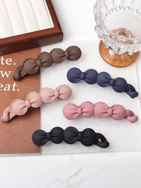 Giggles Boo 5 Pc Cute Banana clip Matte 11 cm Hair Clip for Women and Girls Banana Clip