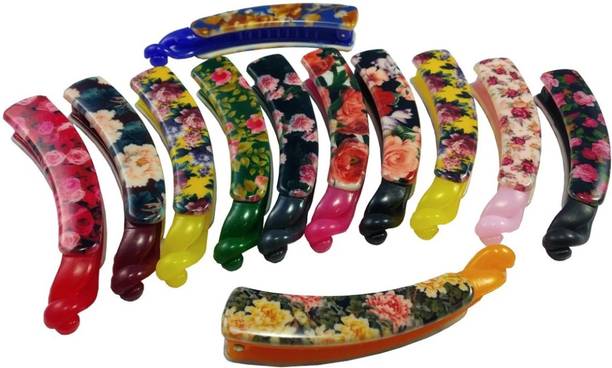 SHREYA-FASHION Korean style Women's and Girls multi Hair Banana Clips Pack of 12 Banana Clip