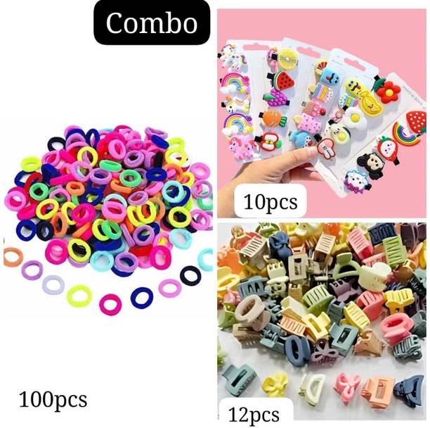 KVY COLLECTION Baby girl hair accessories rubber bands hair clips claw clips set combo Hair Accessory Set