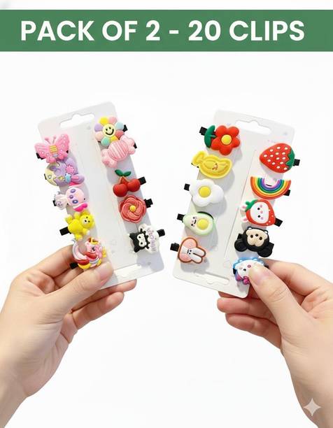 The Plutify Store 2 Pack (20 Clips) Baby Girl Hair Clips (Random Colors & Designs) Hair Clip